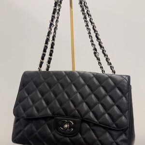 Chanel Black Quilted Leather Shoulder Bag classic flap caviar leather